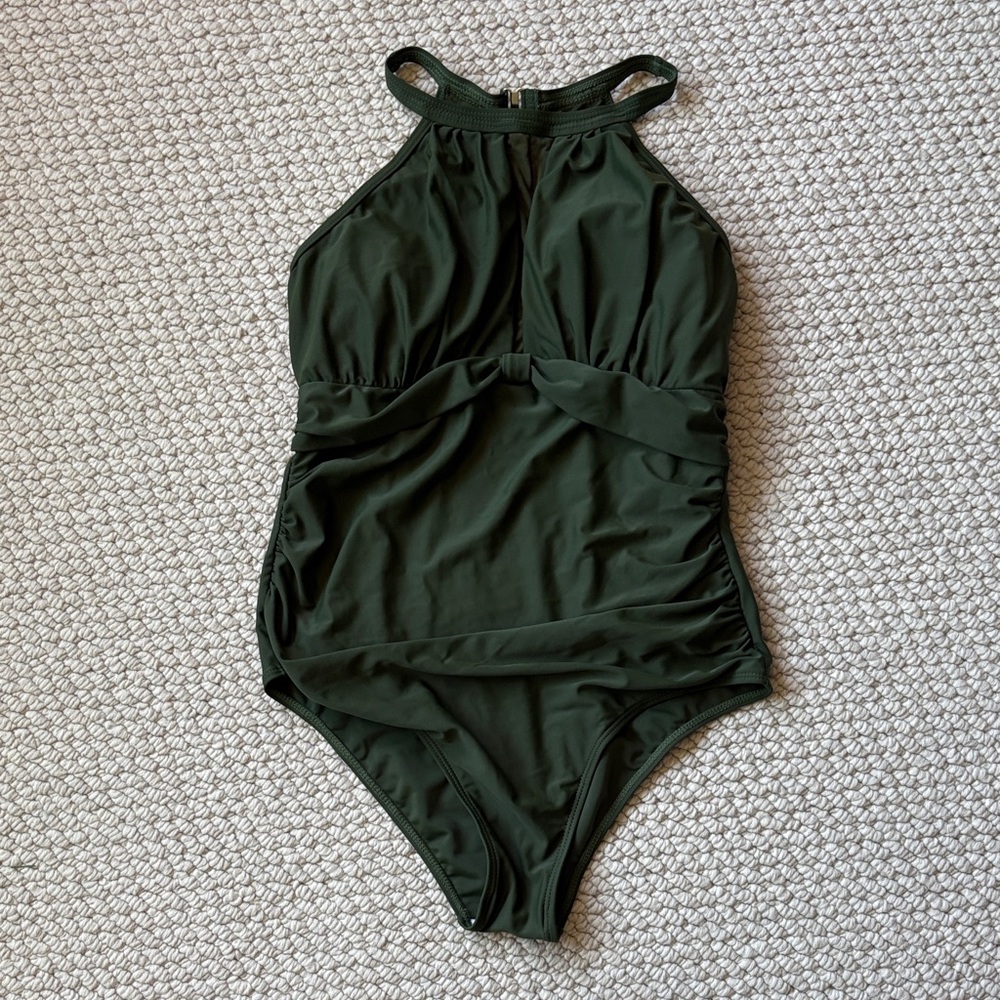 Elegant Dark Green Women's One Piece Swimsuit